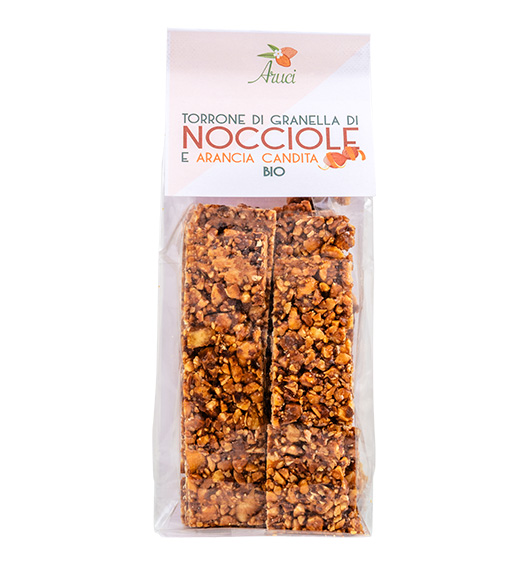 Bio Torrone mit Haselnüssen und Orangenschalen